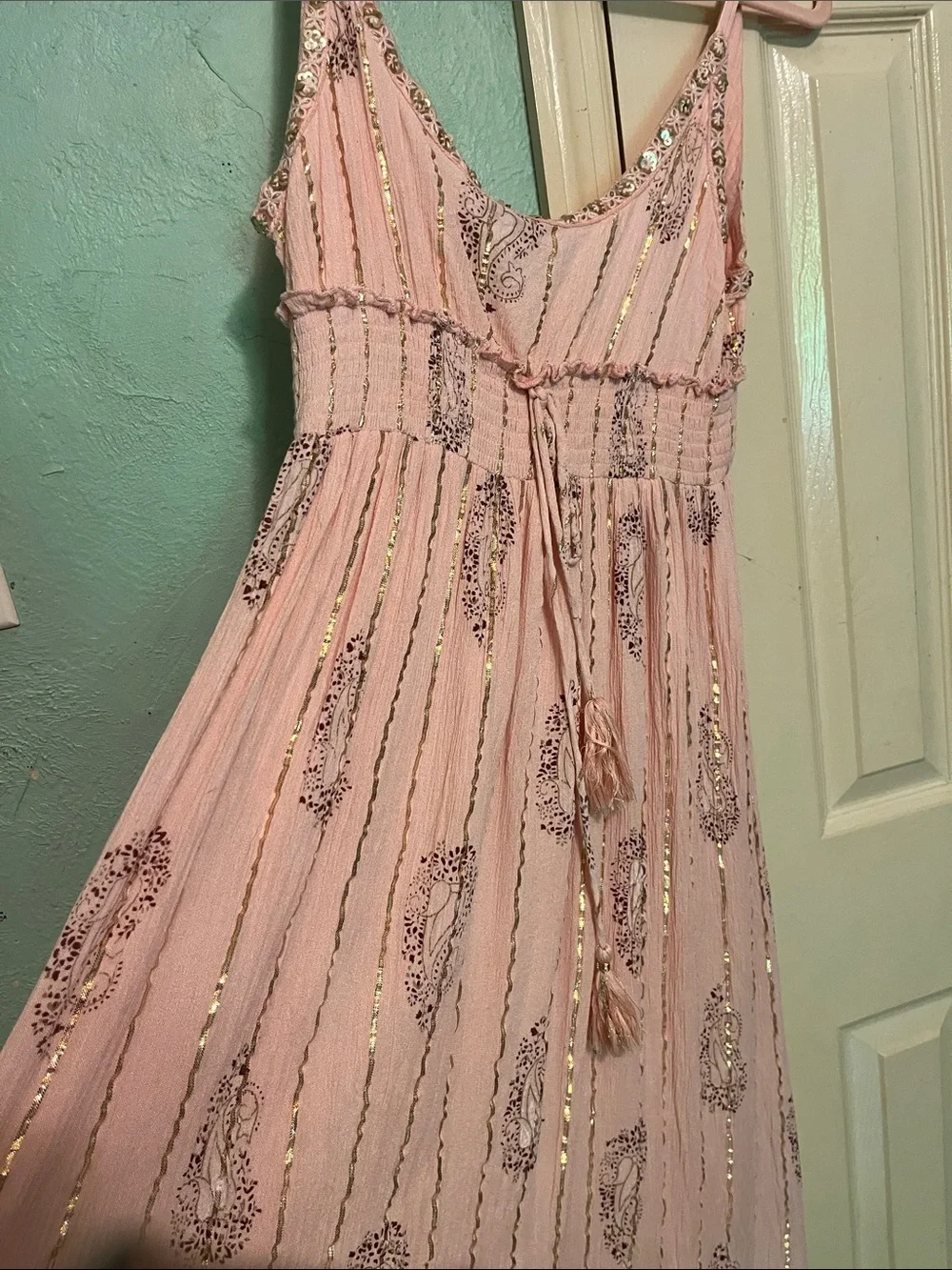 Boho Embellished Pink Maxi Dress - Picture 2 of 8